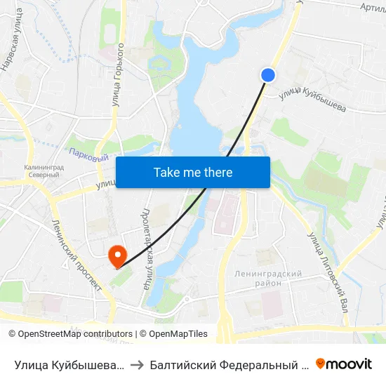 Улица Куйбышева (На Ул. Невского, В Центр) to Балтийский Федеральный Университет Имени Иммануила Канта map