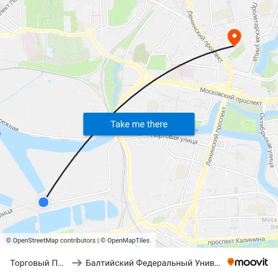 Торговый Порт (Из Центра) to Балтийский Федеральный Университет Имени Иммануила Канта map
