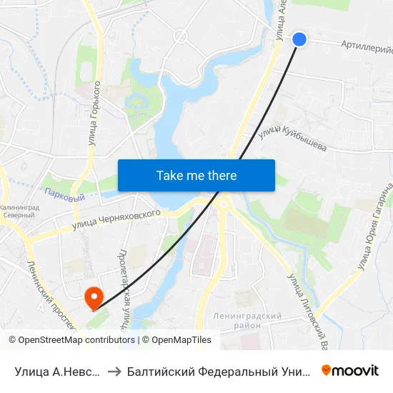 Улица А.Невского (Из Центра) to Балтийский Федеральный Университет Имени Иммануила Канта map
