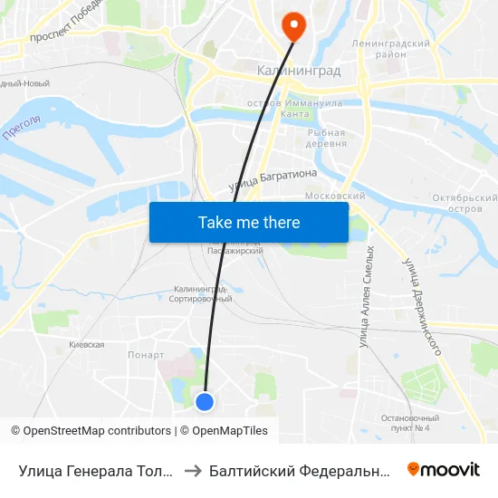 Улица Генерала Толстикова (По Требованию, В Центр) to Балтийский Федеральный Университет Имени Иммануила Канта map