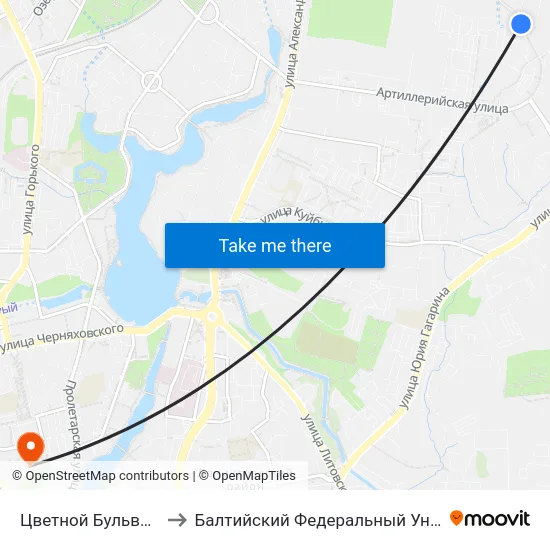 Цветной Бульвар (Дет. Сад, В Центр) to Балтийский Федеральный Университет Имени Иммануила Канта map