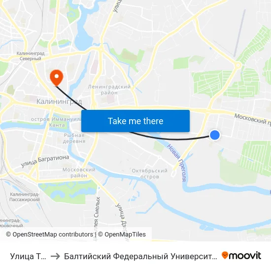 Улица Тульская to Балтийский Федеральный Университет Имени Иммануила Канта map