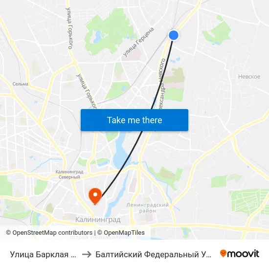 Улица Барклая Де Толли (Из Центра) to Балтийский Федеральный Университет Имени Иммануила Канта map