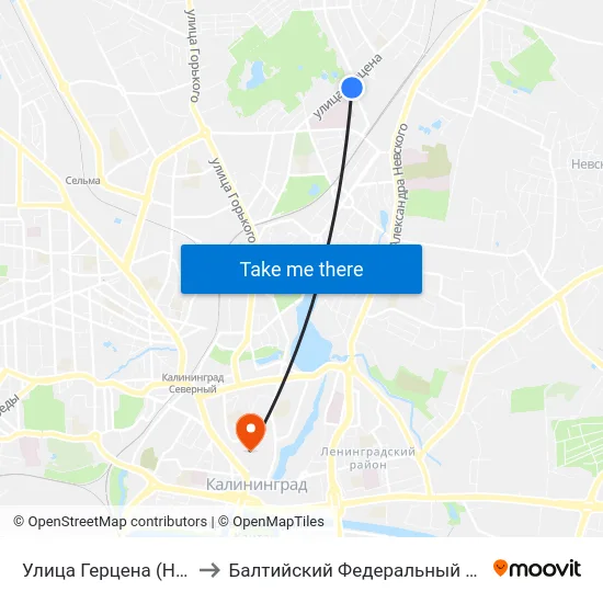 Улица Герцена (На Ул. Колхозная, В Центр) to Балтийский Федеральный Университет Имени Иммануила Канта map