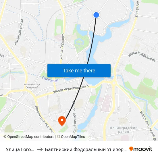 Улица Гоголя (В Центр) to Балтийский Федеральный Университет Имени Иммануила Канта map