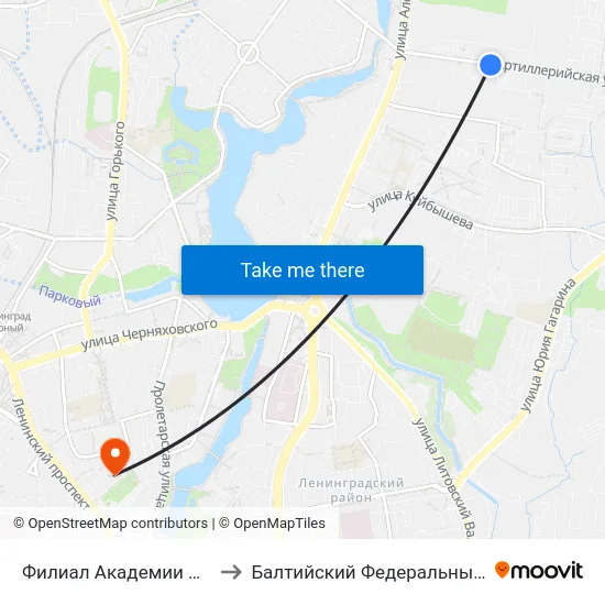 Филиал Академии Народного Хозяйства (Из Центра) to Балтийский Федеральный Университет Имени Иммануила Канта map