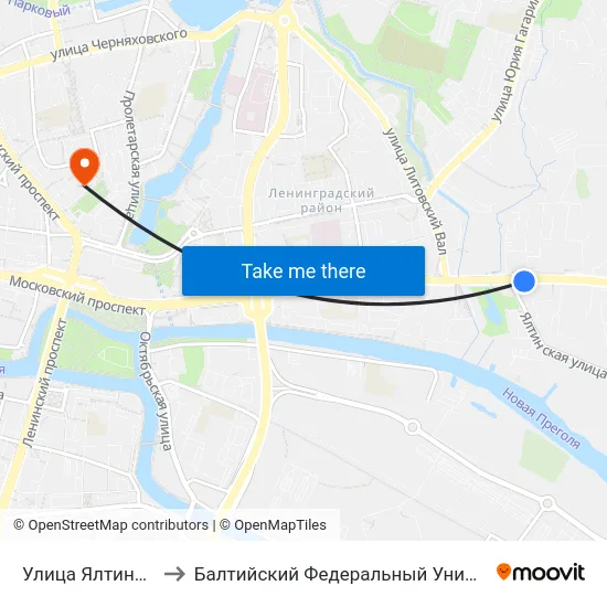 Улица Ялтинская (Из Центра) to Балтийский Федеральный Университет Имени Иммануила Канта map