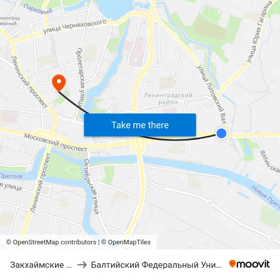 Закхаймские Ворота (В Центр) to Балтийский Федеральный Университет Имени Иммануила Канта map