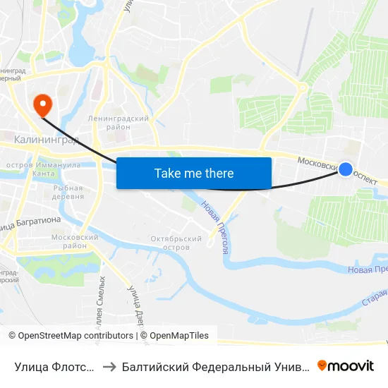 Улица Флотская (Из Центра) to Балтийский Федеральный Университет Имени Иммануила Канта map