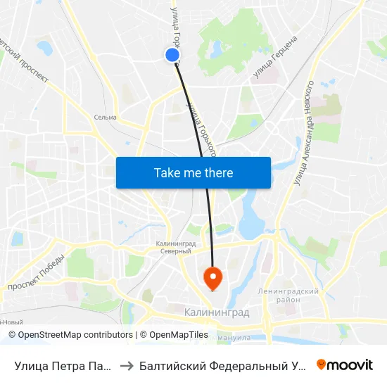 Улица Петра Панина (По Требованию) to Балтийский Федеральный Университет Имени Иммануила Канта map