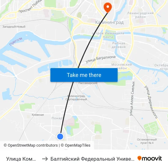 Улица Коммунистическая to Балтийский Федеральный Университет Имени Иммануила Канта map