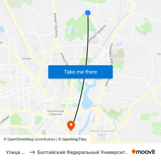 Улица Платова to Балтийский Федеральный Университет Имени Иммануила Канта map