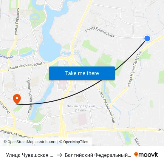 Улица Чувашская (На Ул. Куйбышева, В Центр) to Балтийский Федеральный Университет Имени Иммануила Канта map
