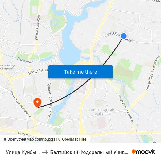 Улица Куйбышева (В Центр) to Балтийский Федеральный Университет Имени Иммануила Канта map