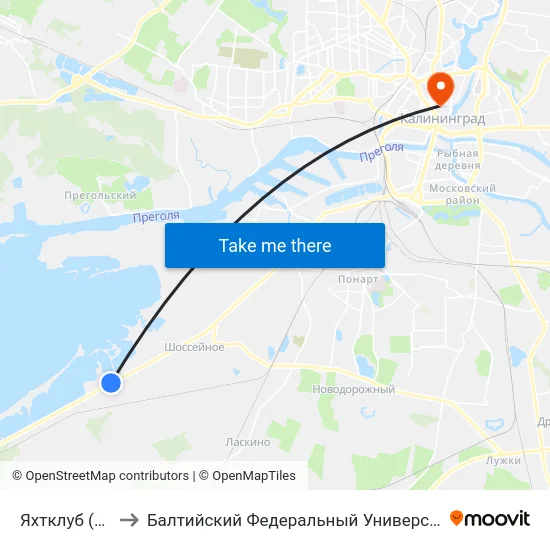 Яхтклуб (Из Центра) to Балтийский Федеральный Университет Имени Иммануила Канта map