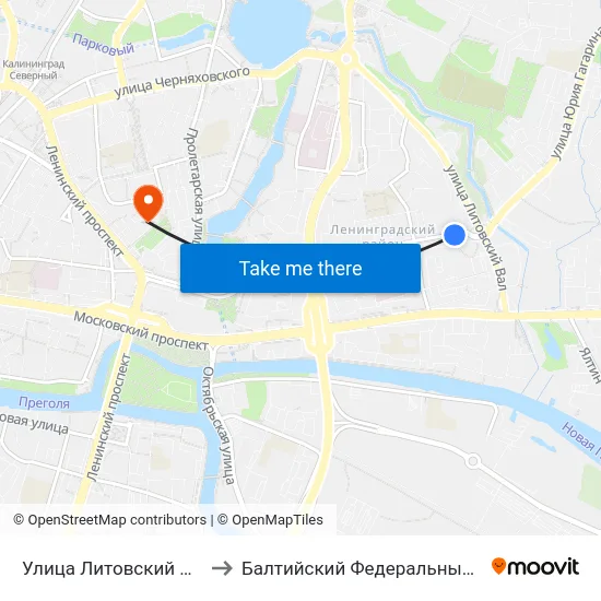 Улица Литовский Вал (На Ул. Фрунзе, Из Центра) to Балтийский Федеральный Университет Имени Иммануила Канта map