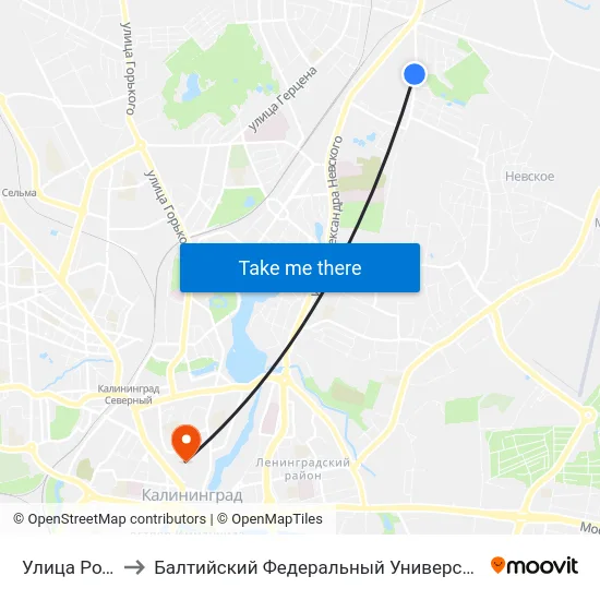 Улица Родниковая to Балтийский Федеральный Университет Имени Иммануила Канта map
