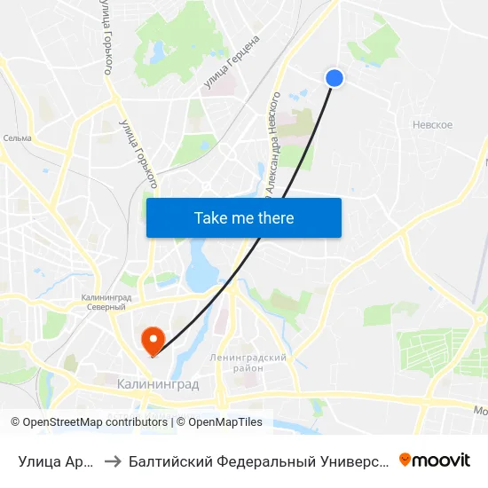 Улица Арсенальная to Балтийский Федеральный Университет Имени Иммануила Канта map