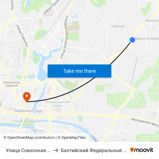 Улица Совхозная (В Центр, По Требованию) to Балтийский Федеральный Университет Имени Иммануила Канта map