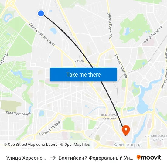 Улица Херсонская (По Требованию) to Балтийский Федеральный Университет Имени Иммануила Канта map