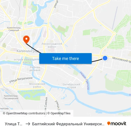 Улица Толбухина to Балтийский Федеральный Университет Имени Иммануила Канта map