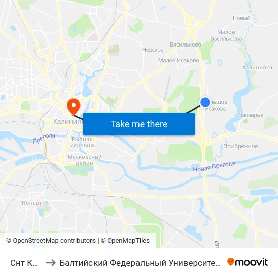 Снт Колосок to Балтийский Федеральный Университет Имени Иммануила Канта map