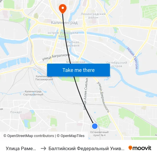 Улица Раменская (В Центр) to Балтийский Федеральный Университет Имени Иммануила Канта map