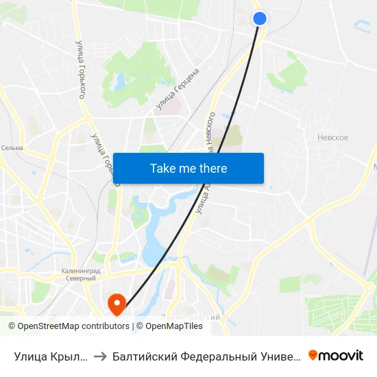 Улица Крылова (В Центр) to Балтийский Федеральный Университет Имени Иммануила Канта map