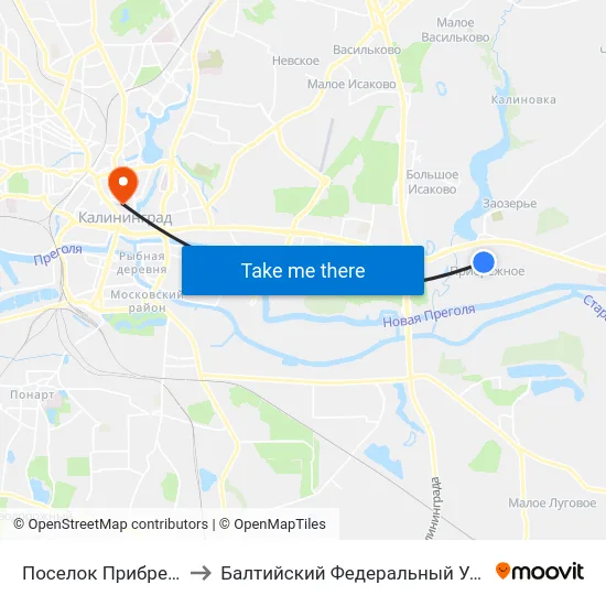 Поселок Прибрежное (По Требованию) to Балтийский Федеральный Университет Имени Иммануила Канта map