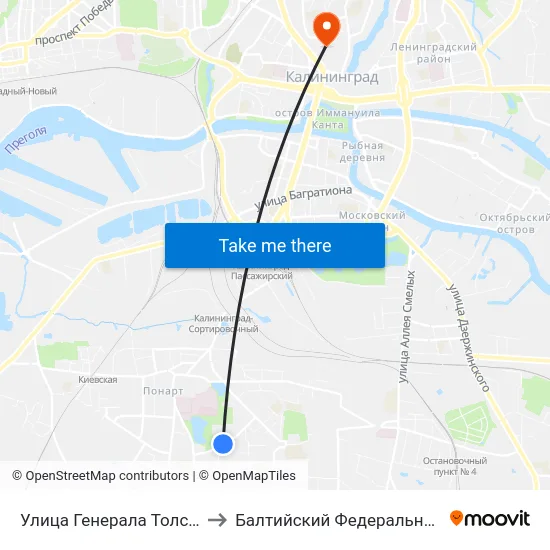 Улица Генерала Толстикова (По Требованию, Из Центра) to Балтийский Федеральный Университет Имени Иммануила Канта map