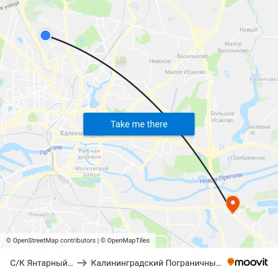 С/К Янтарный (Конечная) to Калининградский Пограничный Институт Фсб России map