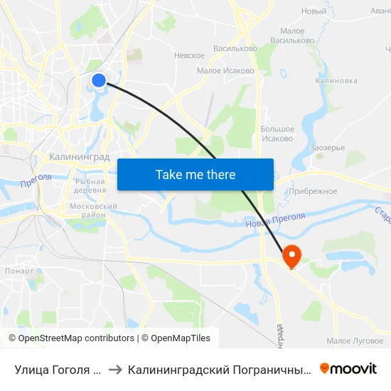 Улица Гоголя (Из Центра) to Калининградский Пограничный Институт Фсб России map