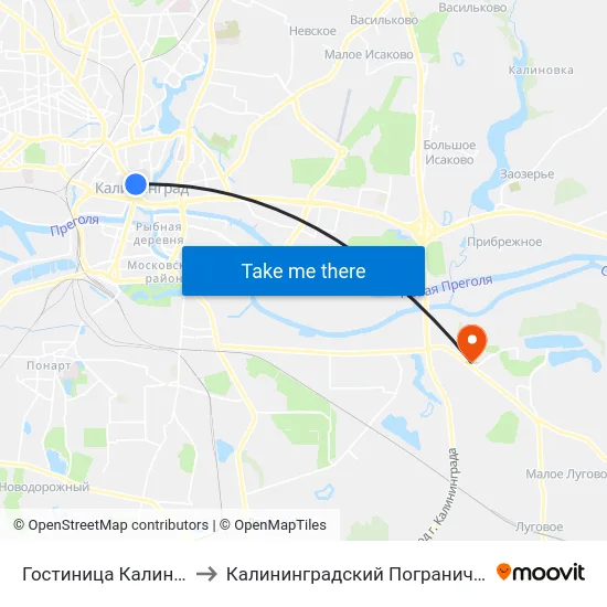Гостиница Калининград (В Центр) to Калининградский Пограничный Институт Фсб России map