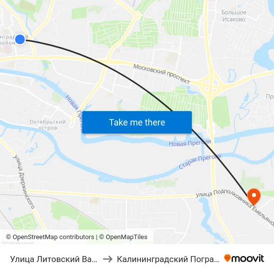 Улица Литовский Вал (На Ул. Фрунзе, В Центр) to Калининградский Пограничный Институт Фсб России map