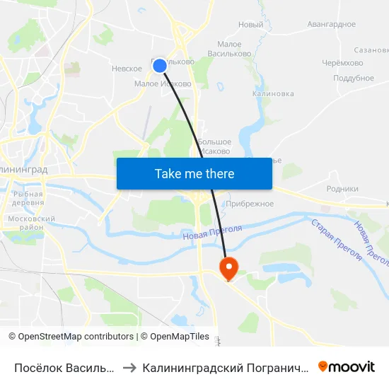 Посёлок Васильково-1 (В Центр) to Калининградский Пограничный Институт Фсб России map