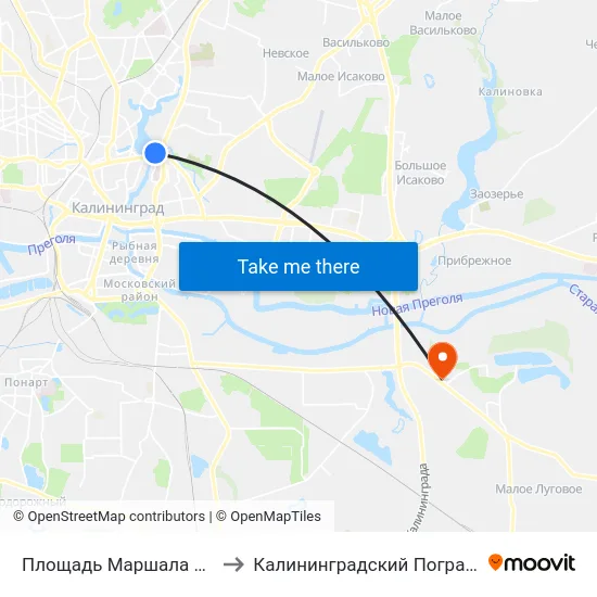 Площадь Маршала Василевского (Из Центра) to Калининградский Пограничный Институт Фсб России map