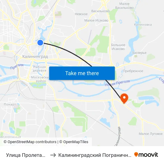 Улица Пролетарская (В Центр) to Калининградский Пограничный Институт Фсб России map
