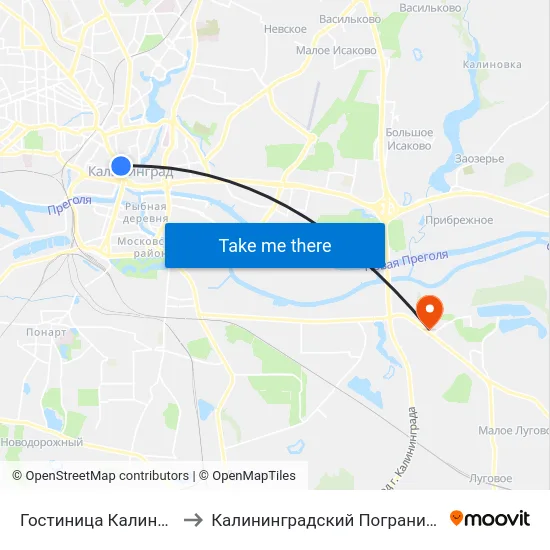 Гостиница Калининград (Из Центра) to Калининградский Пограничный Институт Фсб России map
