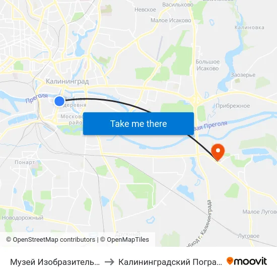 Музей Изобразительных Искусств (Из Центра) to Калининградский Пограничный Институт Фсб России map