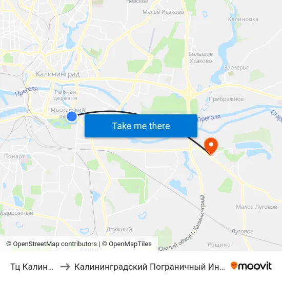 Тц Калининский to Калининградский Пограничный Институт Фсб России map