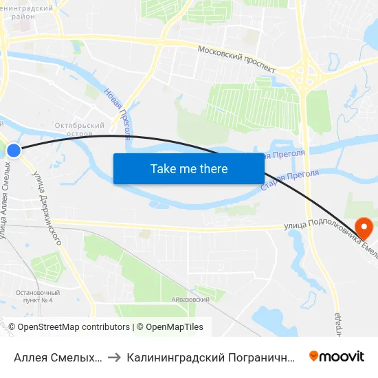 Аллея Смелых (Из Центра) to Калининградский Пограничный Институт Фсб России map
