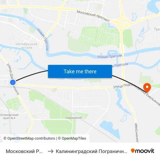 Московский Рынок (В Центр) to Калининградский Пограничный Институт Фсб России map