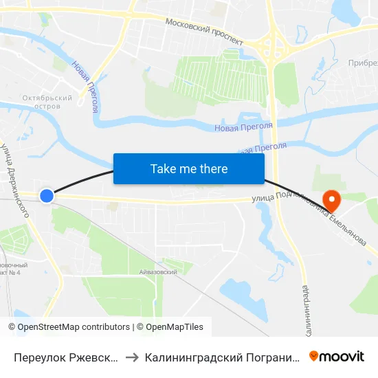 Переулок Ржевский 2-Й (Из Центра) to Калининградский Пограничный Институт Фсб России map