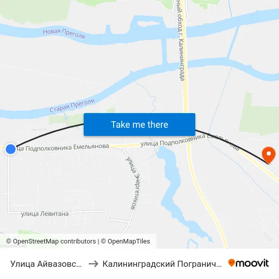 Улица Айвазовского (Из Центра) to Калининградский Пограничный Институт Фсб России map