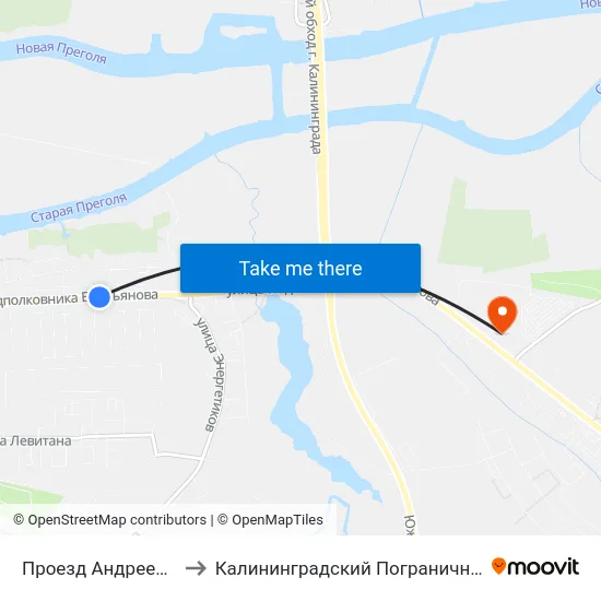 Проезд Андреевский (В Центр) to Калининградский Пограничный Институт Фсб России map