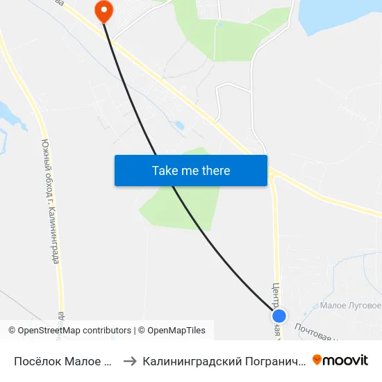 Посёлок Малое Луговое (В Центр) to Калининградский Пограничный Институт Фсб России map