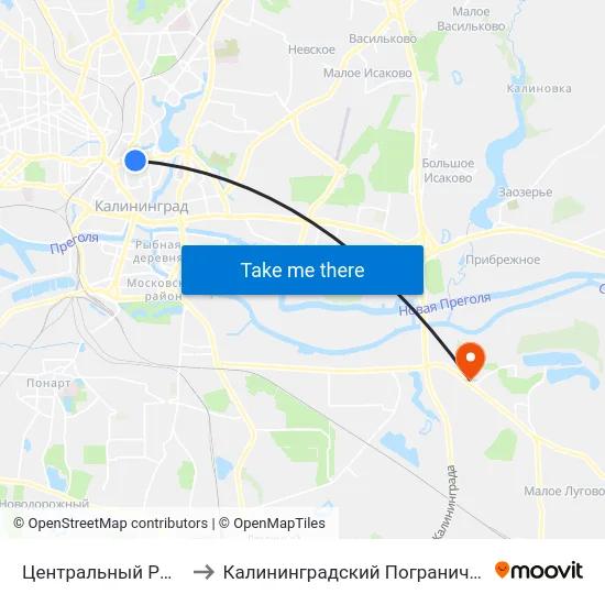 Центральный Рынок (Из Центра) to Калининградский Пограничный Институт Фсб России map