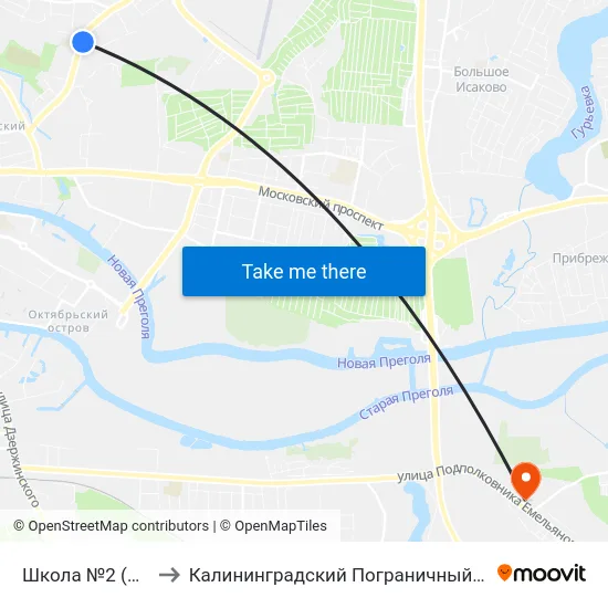 Школа №2 (Из Центра) to Калининградский Пограничный Институт Фсб России map