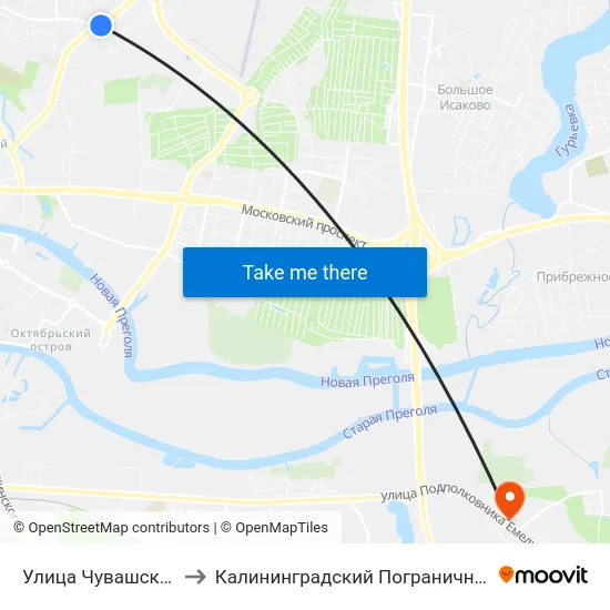 Улица Чувашская (Из Центра) to Калининградский Пограничный Институт Фсб России map