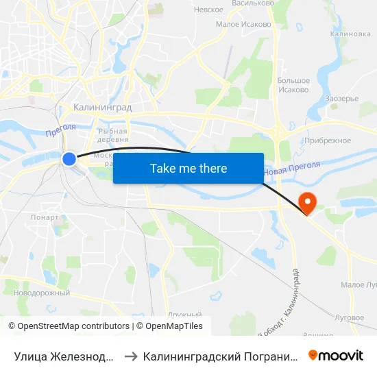 Улица Железнодорожная (В Центр) to Калининградский Пограничный Институт Фсб России map